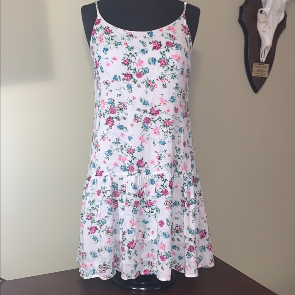 Potter's Pot Floral Mini Dress - White and Pink
